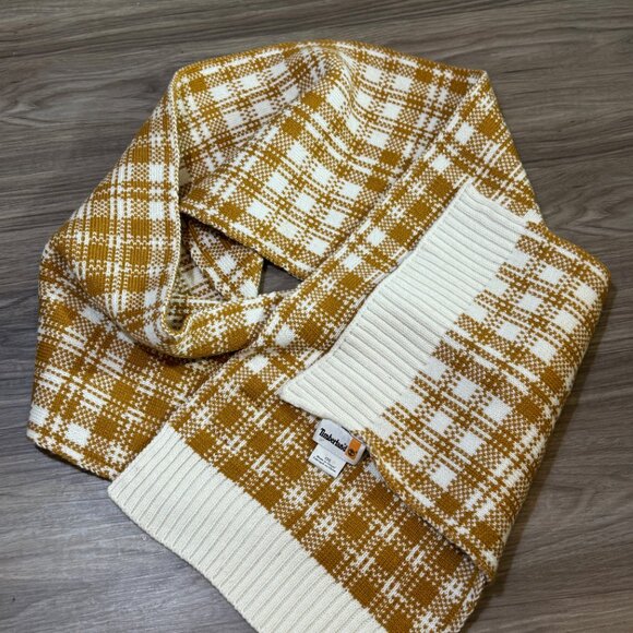 Timberland Cotton Chevron Knit Scarf in Mustard/White Unisex - 64x10 in. / NWOT - Picture 5 of 6
